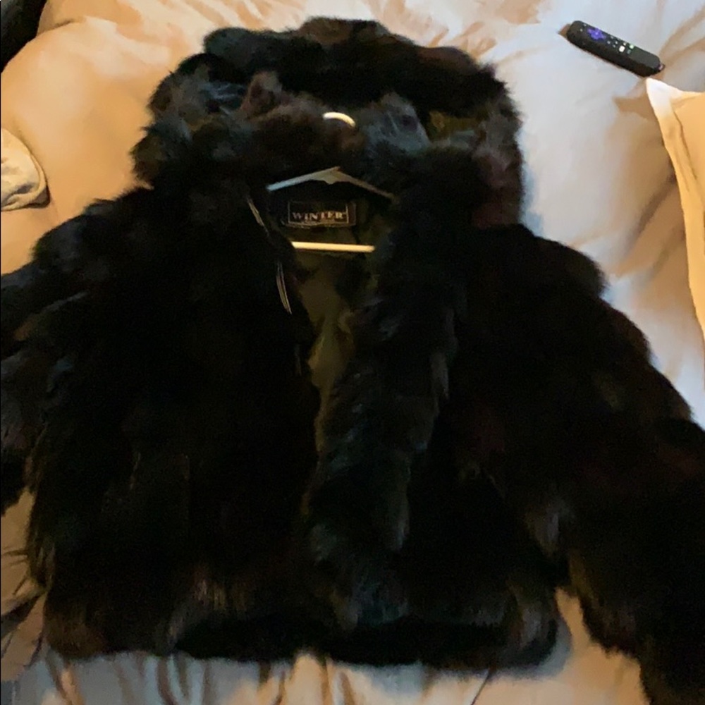 100% blue fox fur jacket